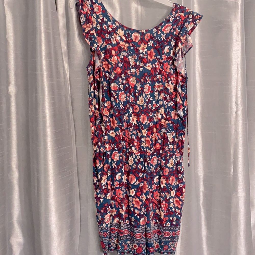 Floral open back shorts romper